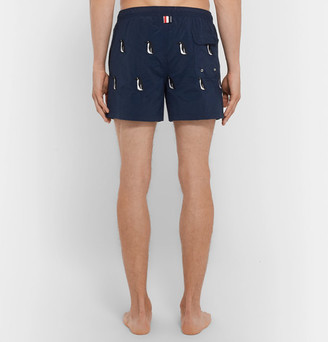 Thom Browne Mid-Length Penguin-Embroidered Swim Shorts