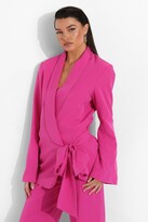 Thumbnail for your product : boohoo Drape Tie Side Tailored Blazer