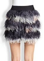 Thumbnail for your product : Milly Ostrich Feather Silk Mini Skirt