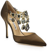 Thumbnail for your product : Manolo Blahnik Zullin Satin Jeweled D'Orsay Pumps
