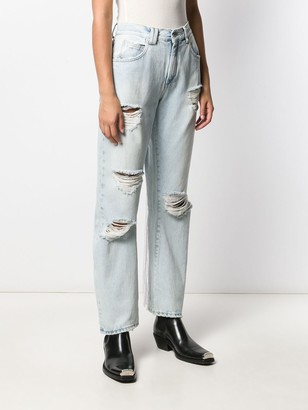 Off-White Ripped Straight Leg Jeans