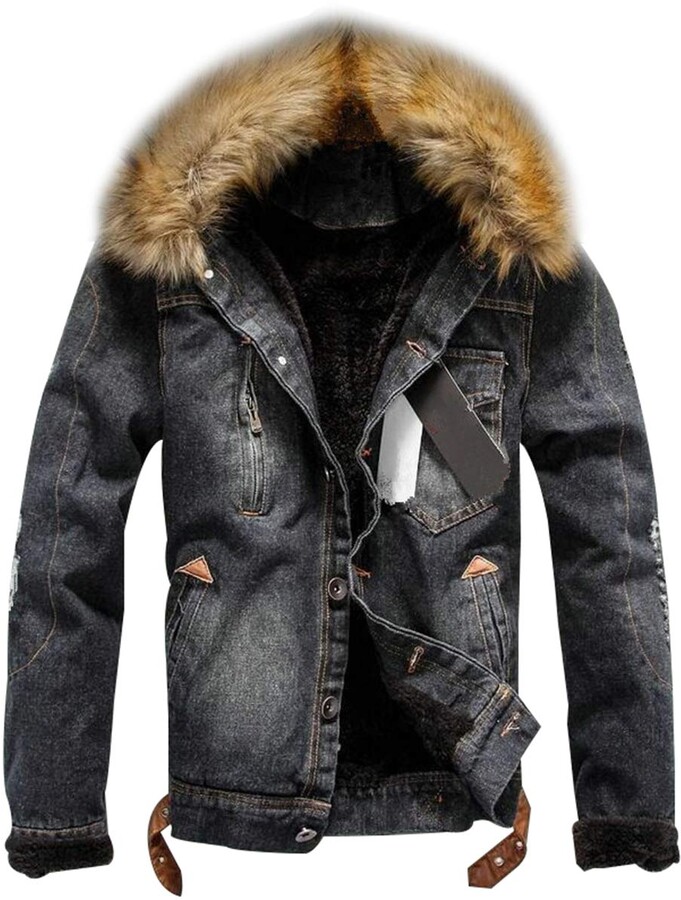 black denim jacket fleece lined