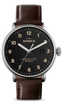 Shinola Coin Edge Leather Strap Watch