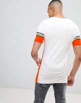 Thumbnail for your product : ASOS Design Tall Muscle Longline T-Shirt With Bright Colour Block And Taping In Orange