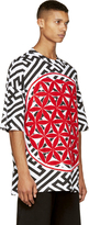 Thumbnail for your product : Kokon To Zai Black & White Motif Red Terry Patchwork T-Shirt