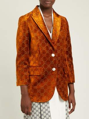 Gucci Embroidered Velvet Blazer - Womens - Brown
