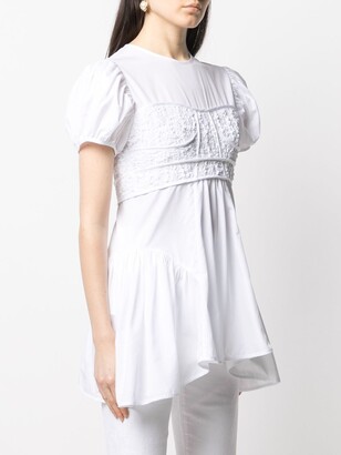 Cecilie Bahnsen Embroidered Draped-Sleeved Blouse