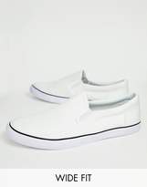 Thumbnail for your product : ASOS Design DESIGN Wide Fit slip on plimsolls in white canvas