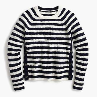J.Crew Striped cable-knit sweater with buttons