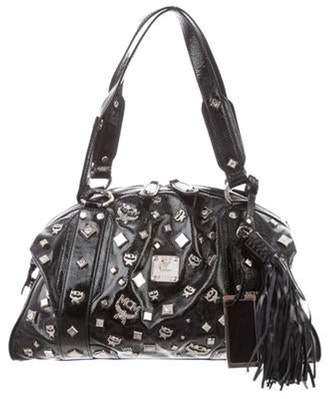 MCM Embellished Patent Leather Bag Black Embellished Patent Leather Bag