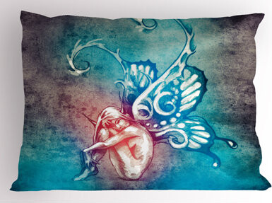 Ambesonne Fantasy Pillow Sham 2 Pack Butterfly Winged Blue Purple