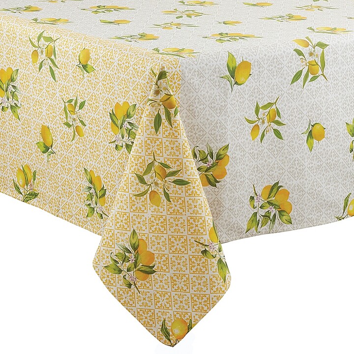 Colorful Brush Stroke Cross Line Pattern Vinyl Flannel Back Tablecloth Elrene Home Fashions 52 x 52 Square 