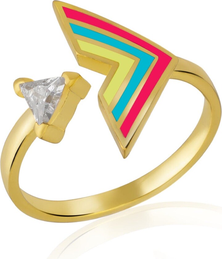 Spero London Enamel Arrow Ring In Sterling Silver