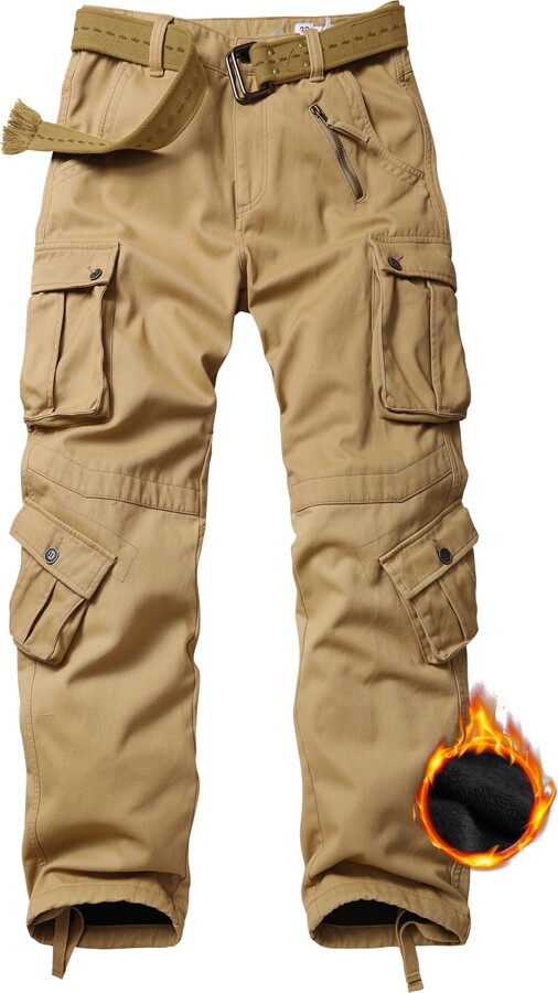 VATINNT Men's Fleece Lined Work Cargo Trousers ShopStyle