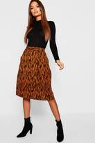 Thumbnail for your product : boohoo Woven Tie Waist Tiger Print Midi Skirt