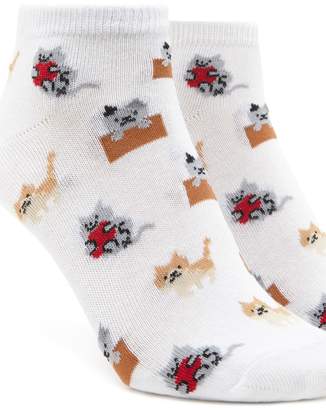 Forever 21 Kitten Print Ankle Socks