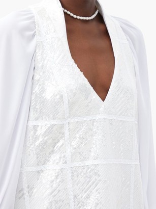 Halpern Sequinned Satin Mini Dress - White Silver