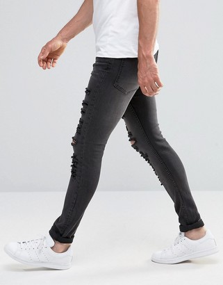 Cheap Monday Tight Slash Jeans Stretch Base Gray Extreme Rips