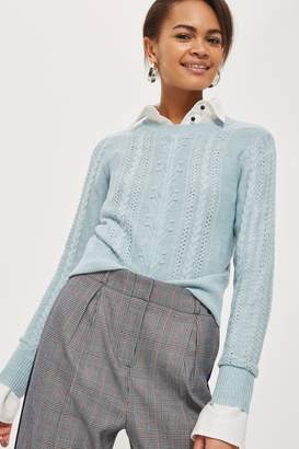 Topshop Cable Jumper With Cashmere