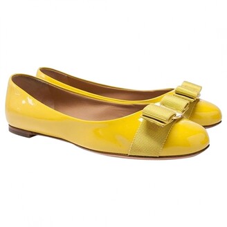 Ferragamo yellow Patent leather Ballet Flats