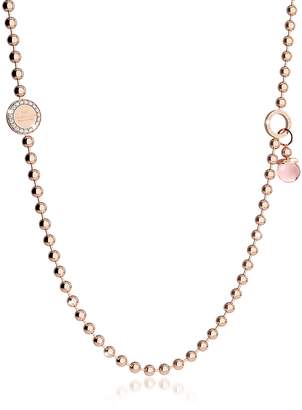 Rebecca Boulevard Stone Rose Gold Over Bronze Necklace w/Double Charms
