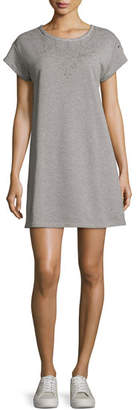 Rag & Bone Eyelet Short-Sleeve Tee Cotton Dress, Gray