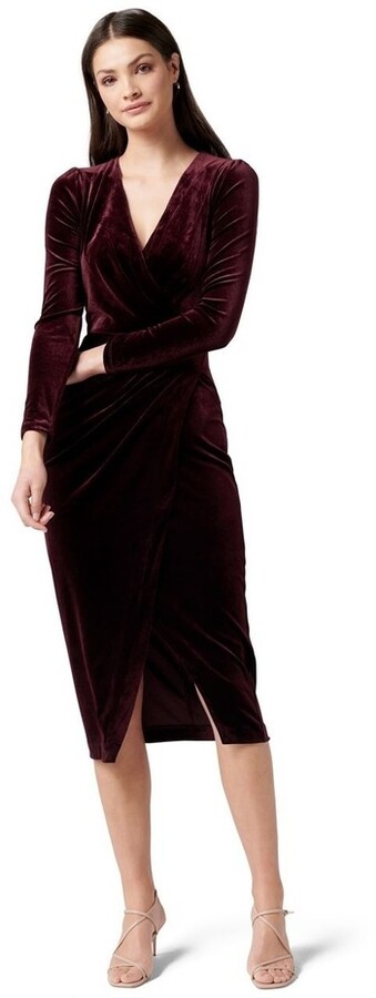 Evaliah Velvet Wrap Midi Dress - ShopStyle