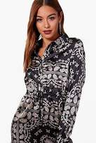 Thumbnail for your product : boohoo NEW Womens Scarf Print Luxe Satin Shirt Dress in Polyester