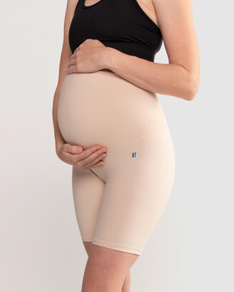 Active Truth Women's Nude 1/2 Tights - Mama Pregnancy Bike Short - Beige