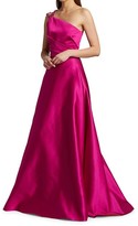 Thumbnail for your product : Pamella Roland One-Shoulder Beaded Neckline Gown