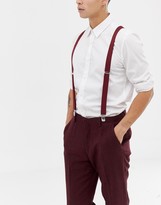 Thumbnail for your product : ASOS DESIGN DESIGN wedding suspenders in burgundy