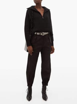 Nili Lotan Benni Half-zip Ribbed Cashmere Sweater - Womens - Black