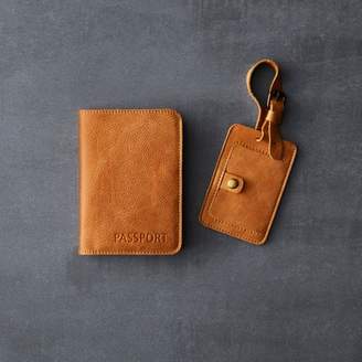 Hearth & Hand with Magnolia Leather Luggage Tag and Passport Holder Set (2pc) - Cognac