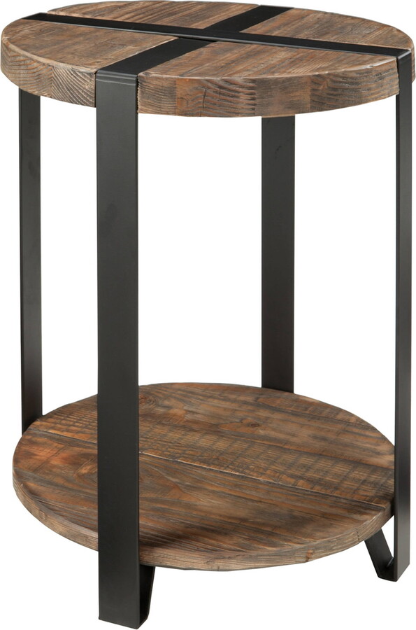 Alaterre Furniture Modesto Round End Table, Rustic Natural