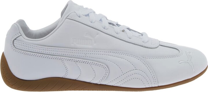 Puma 'speedcat' White Low Top Sneakers With Embossed Logo On The Tongue And Contrasting Sole In Leather Unisex