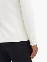 Thumbnail for your product : Saint Laurent Double-breasted Jacquard-striped Wool Suit Jacket - White