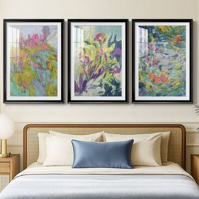 Hokku Designs Rise and Bloom -Custom Framed Premium Print W Matt - 3 Pieces