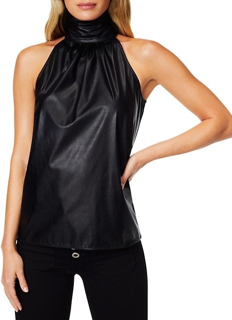 leather halter neck top