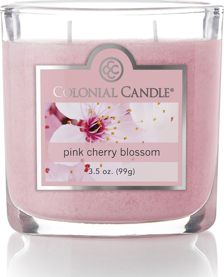 Colonial Candle Pink Cherry Blossom Scented Jar Candle - Classic Ovals - 2 Wick - 3.5 oz - 20h Burn
