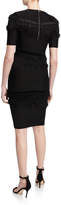 Thumbnail for your product : Milly Tiered Fringe Short-Sleeve Fitted Sheath Dress
