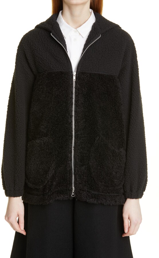 black fleece hooded jacket