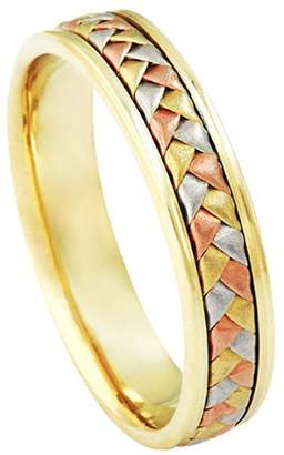 Co American Set Men's Tri-color 14k White Yellow Rose Gold Woven 5.5mm Comfort Fit Wedding Band Ring size 4.25
