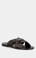 Thumbnail for your product : Barneys New York Men's Crisscross Leather Slide Sandals - Brown