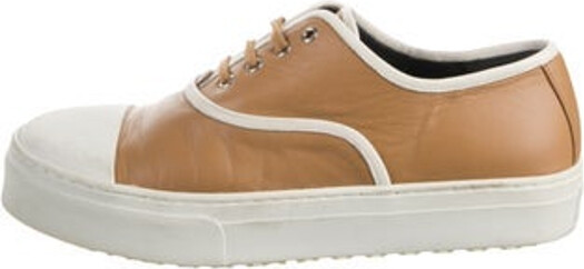 Celine Leather Low Top Sneakers Brown Round-Toes Platform Lace-Up Closure at Uppers Designer