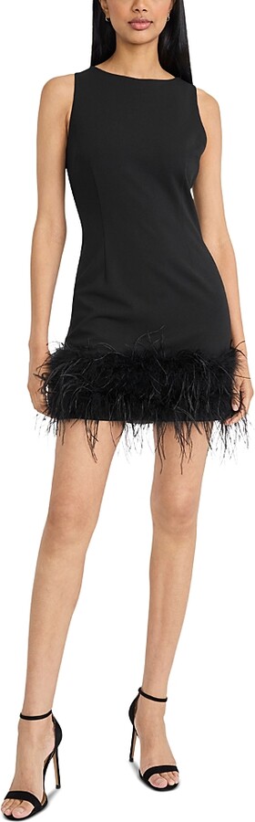 Donna Morgan Feather Trim Mini Dress