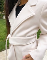 Thumbnail for your product : Fashion Union Petite wrap coat with belt