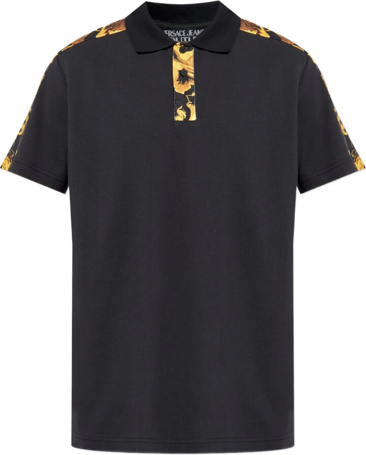 Versace Jeans Couture Baroque-Print Panel Polo Shirt
