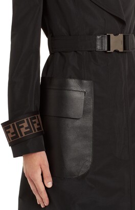 Fendi Leather Pocket Trench Coat