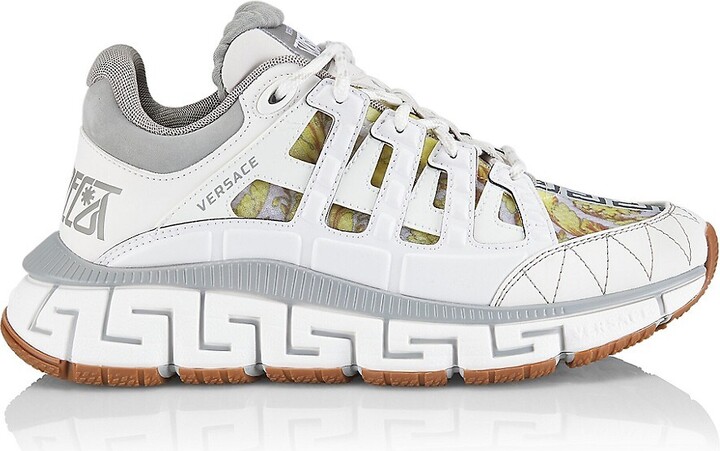 Versace Women's Trigreca Barocco Print Sneakers Grey White