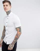 Thumbnail for your product : ASOS Design Skinny Viscose Short Sleeve Shirt In White